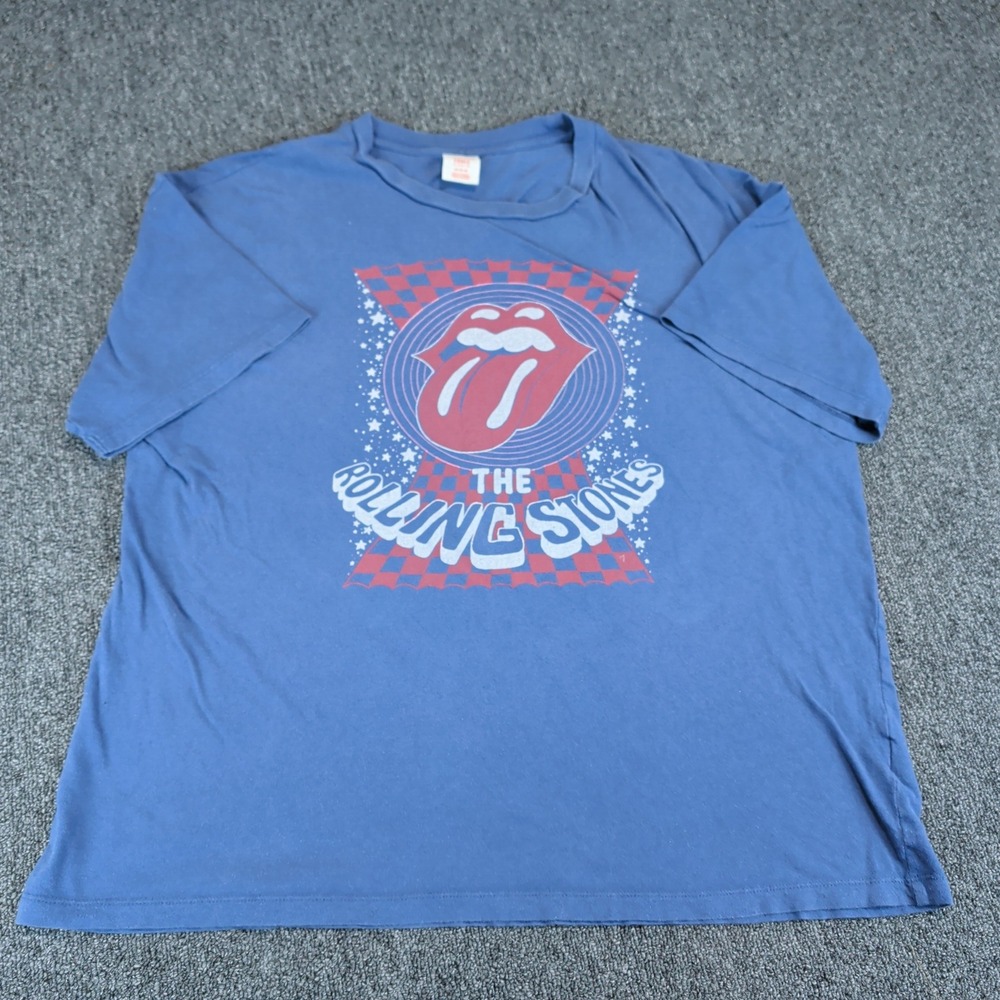 American Eagle Rolling Stones Size M Mens Blue Graphic Band Tee T-Shirt Tongue — photo 2